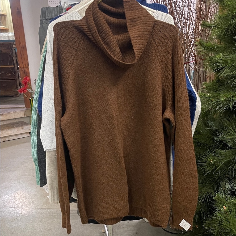 RW&CO. Womens Turtleneck Sweater in Rich Brown